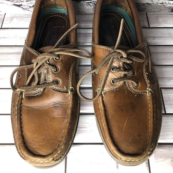 New Terrain Goodyear Brown Genuine Leather Boat Lace Casual Shoes Men Sz 8.5D US - Picture 2 of 15